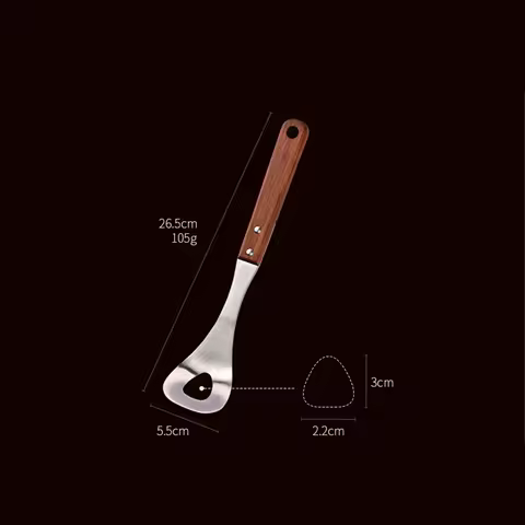 Stainless Steel Meatball Spoon Press Type with Rosewood Handle Non Stick Meatball Maker for Easy Clean Oval Shaped Mold Kitchen