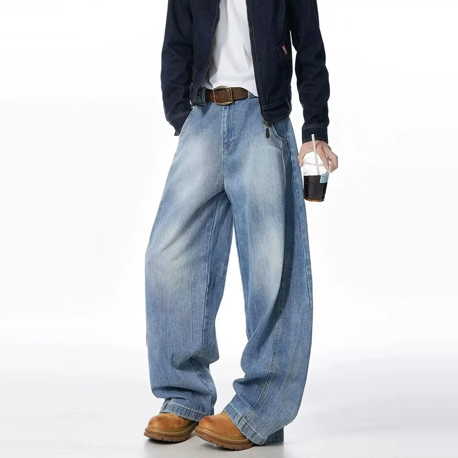 

Gothic y2k Safari Loose Oversize Baggy Jeans For Men Denim Trousers Chic Vintage Wide Leg Pants Daily Man Clothes Clothing