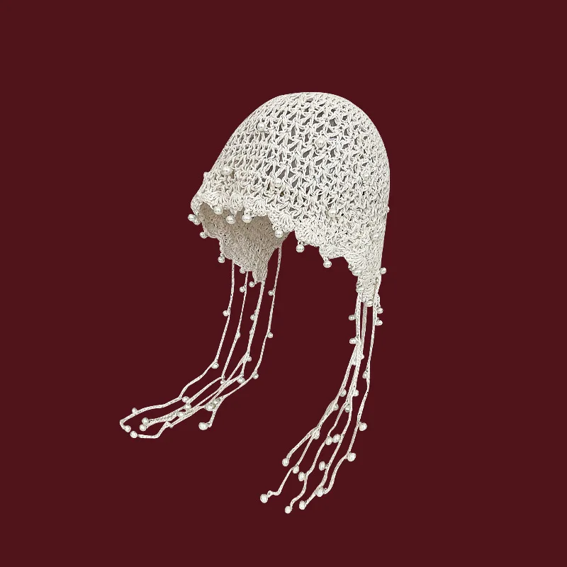 

Полая жемчужная подвеска ручной работы, кепка-ведро, крючок, цветок, защита ушей, вязаная шапка для женщин