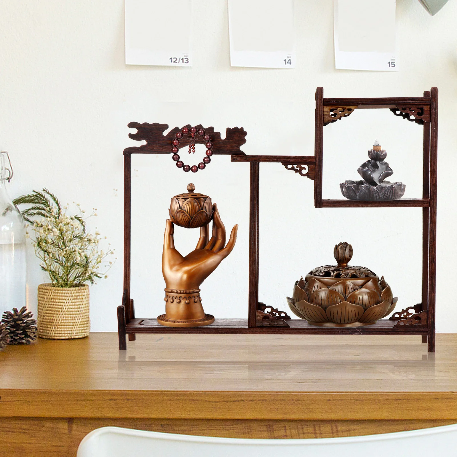 

Wood Display Rack Curio Stand Vintage Storage Shelf Desktop Decor Home Decoration Display Stand For Collectibles Wooden