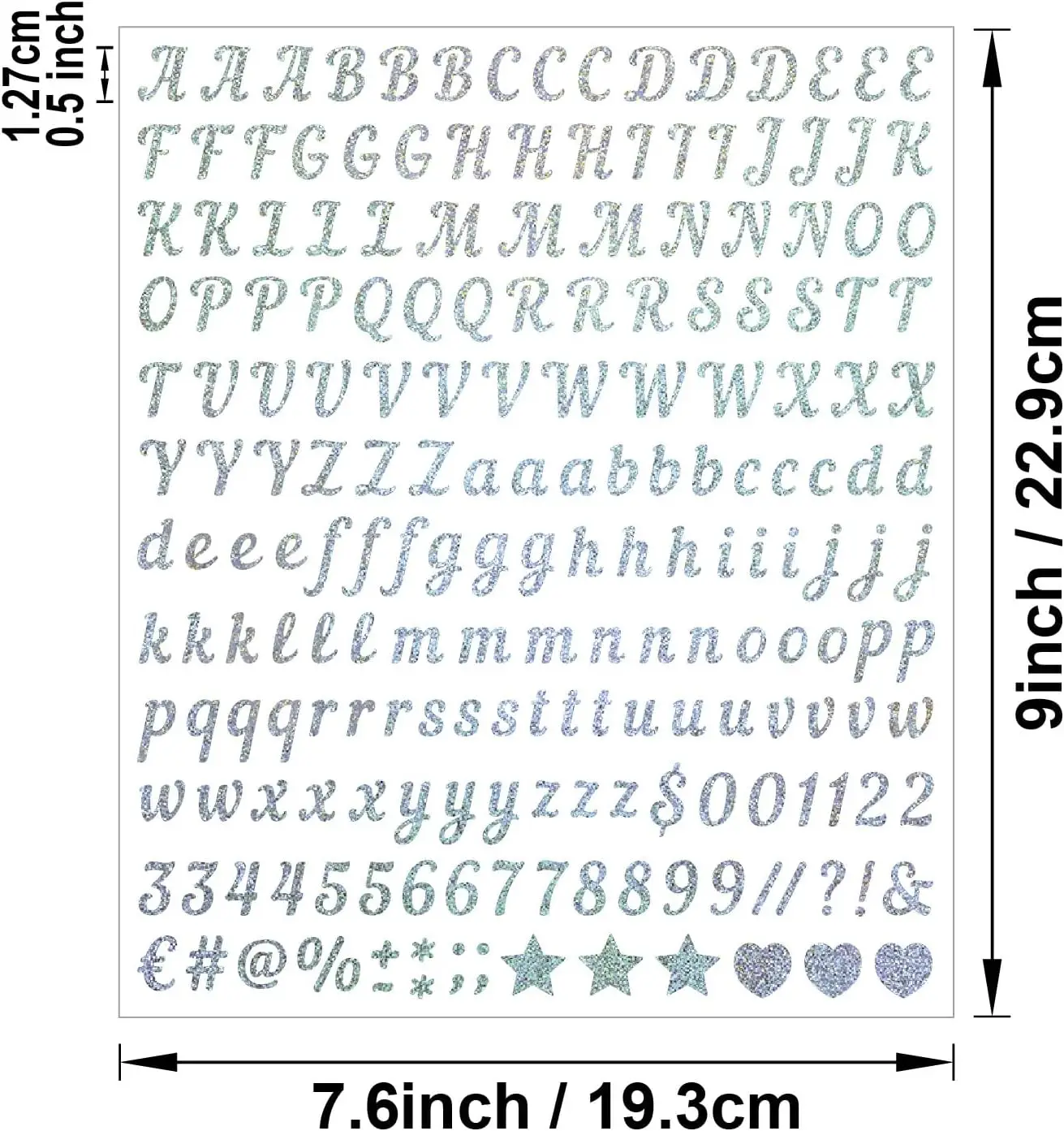 10 folhas de adesivos de letras do alfabeto de vinil, 2000 letras e números prateados autoadesivos, decalques de 0,5 polegadas para endereço, caixa de correio