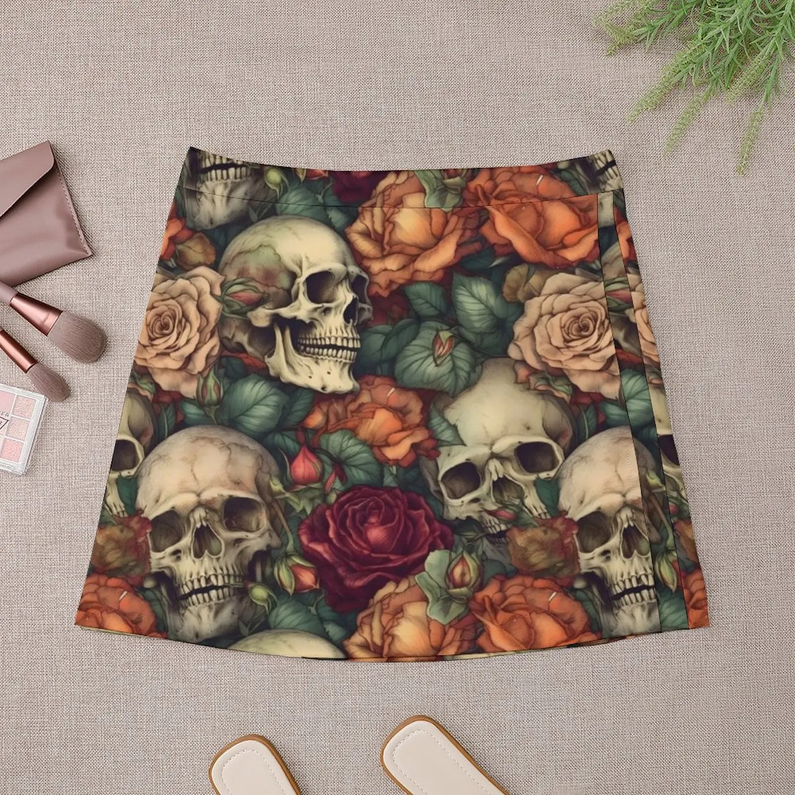 Skulls and Roses Mini Skirt women's summer clothing 2025 Skirt satin luxury women's skirt modest skirts for women Mini