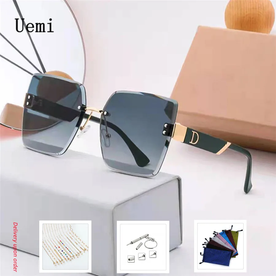 New Fashion Luxury Brand Rimless Women Sunglasses For Men Vintage Designer Square Frame Sun Glasses Female Shades UV400 Eyewear