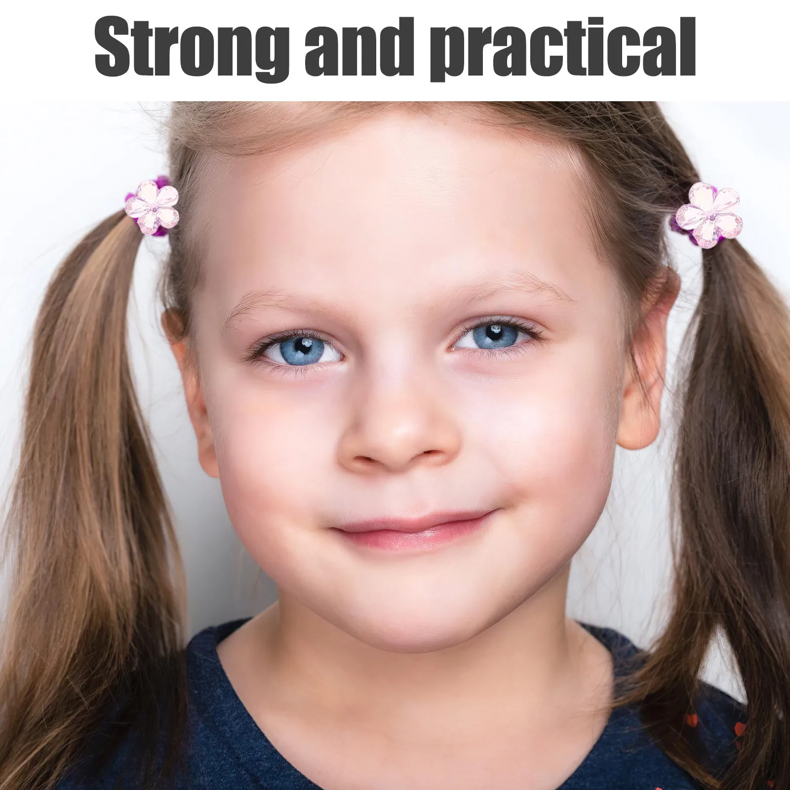 12Pcs Children Hair Rope Double Bead Flower Hair Ties Candy Color Soft Elastic Ponytail Holders for Toddler Girls Dance School