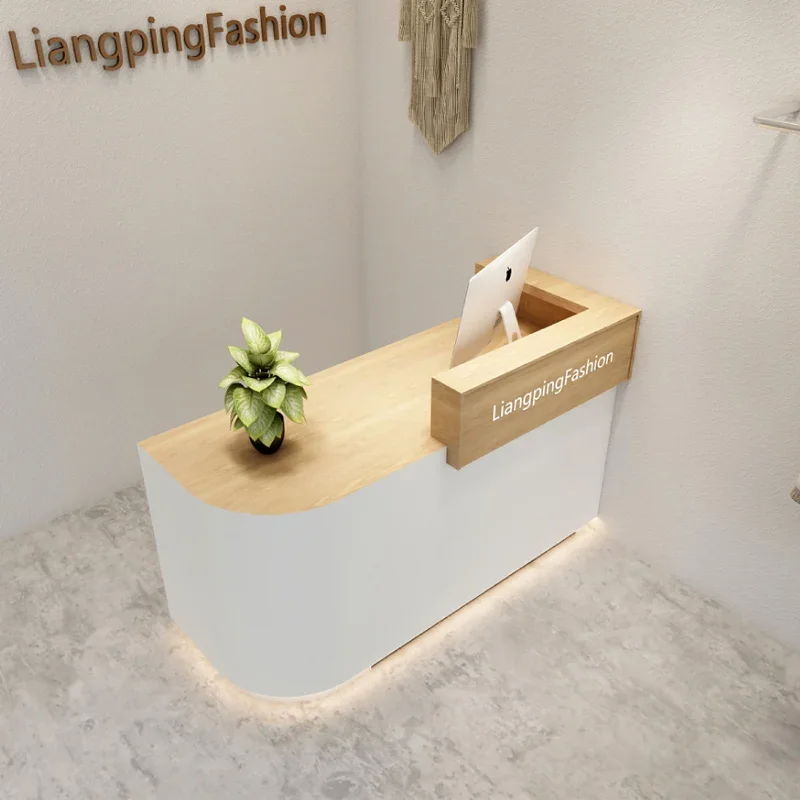 custom.White Reception Desk Small Cashier Counter Table Led Reception Counter University