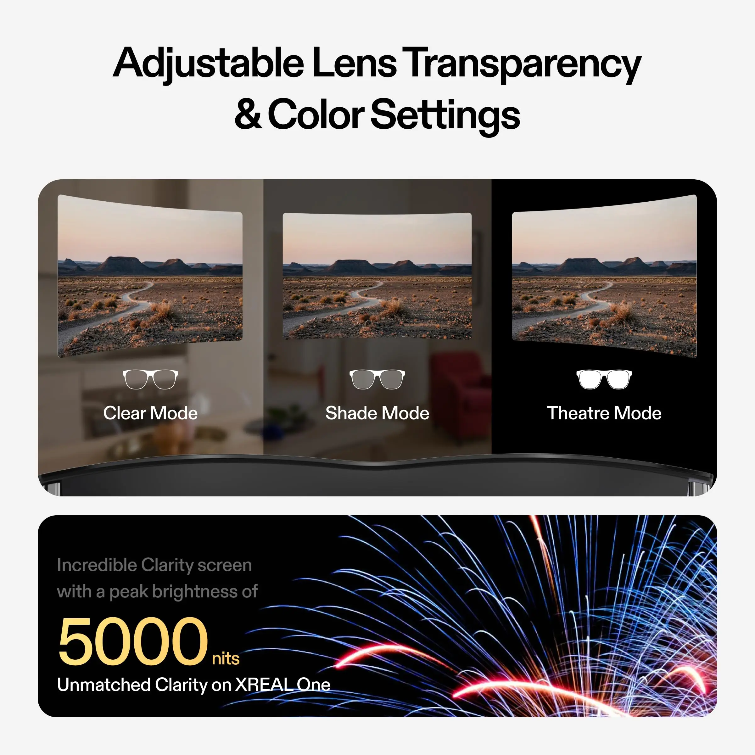 Nreal Kacamata AR Pintar Udara Layar Raksasa Ruang 130 Inci Portabel Layar 4K + Tampilan Melihat Komputer Seluler 3D HD Bioskop Pribadi