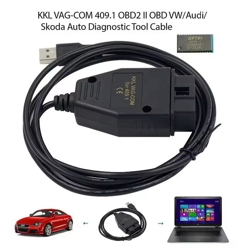 OBD2 VAG KKL FR232RL Chip USB Interface Car Accessories with Switch Auto Tool OBD VAGCOM Car Engine Diagnostic Cable for Audi/VW
