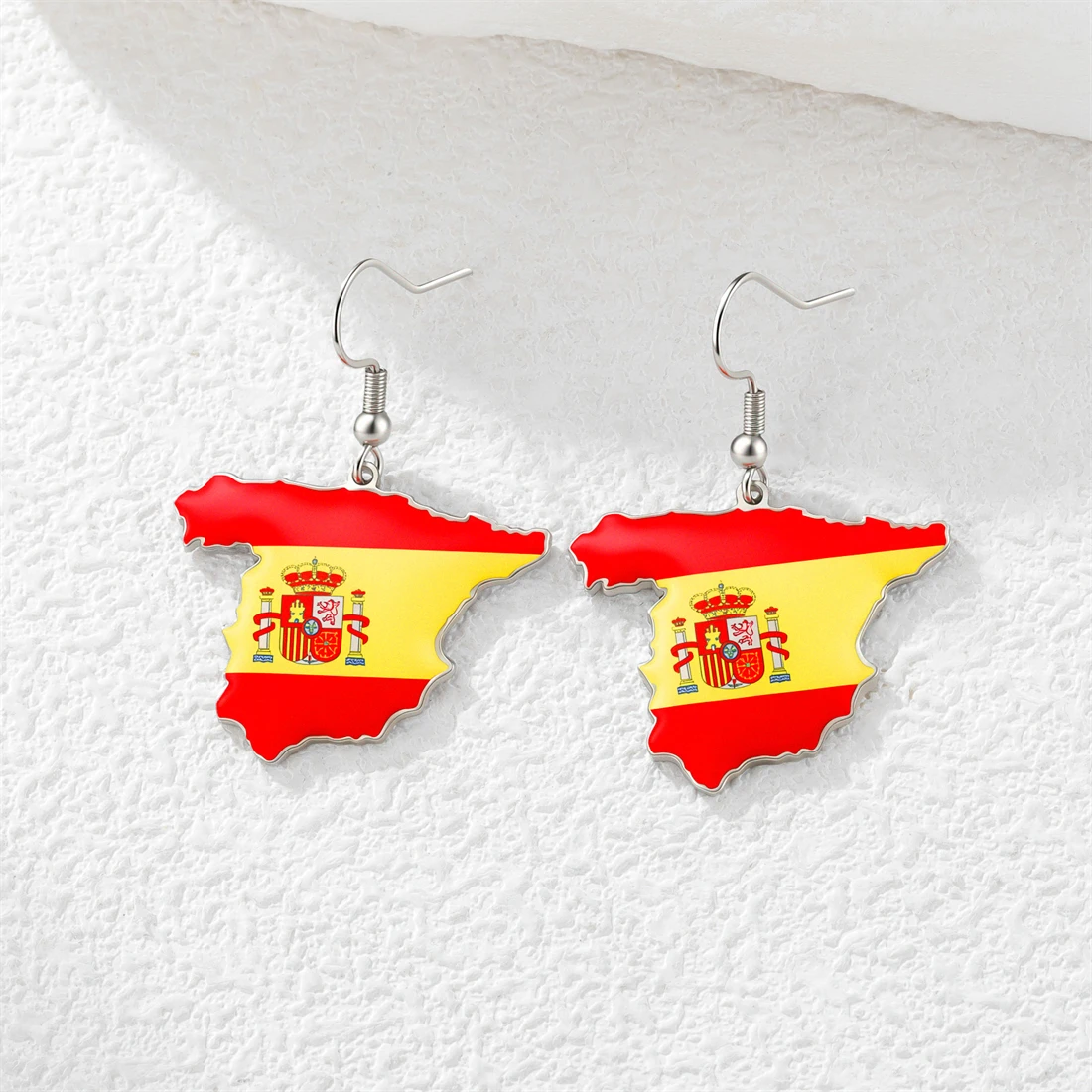 Eueavan Spanien-Kartenflaggen-Ohrringe für Frauen, Edelstahl, UV-bedruckt, geografische Spanien-Hängeohrringe, ethnischer Schmuck, Geschenk – Detail 5