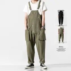 Men's Japanese Retro Overalls Casual Style Couple Suspenders Ins Popular Straight Leg Jumpsuit Bib Coveralls Cargo Pants