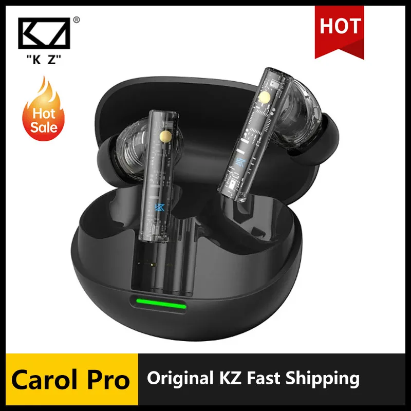 سماعة أذن KZ Carol Pro TWS بلوتوث 5.4 بميكروفون 6 ميكروفون بخاصية إلغاء الضوضاء النشطة، سماعة أذن لاسلكية مقاومة للماء داخل الأذن