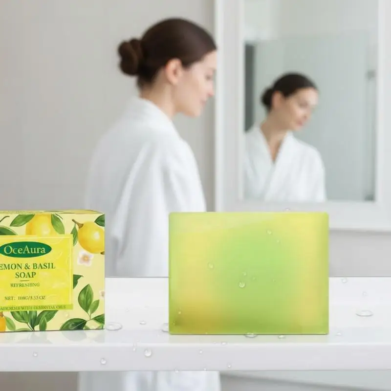 OceAura Lemongrass Soap Oil Control Refreshing Dead Skin Remover Moisturizing Skin Cleansing Products Exfoliating Bath Sponge