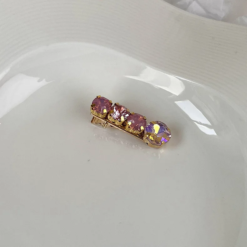 Hair Clip Cream Tone Rhinestone Crystal Premium Alloy Side Fringe Fastener for Teen Girls Summer Soft Breathable Chic