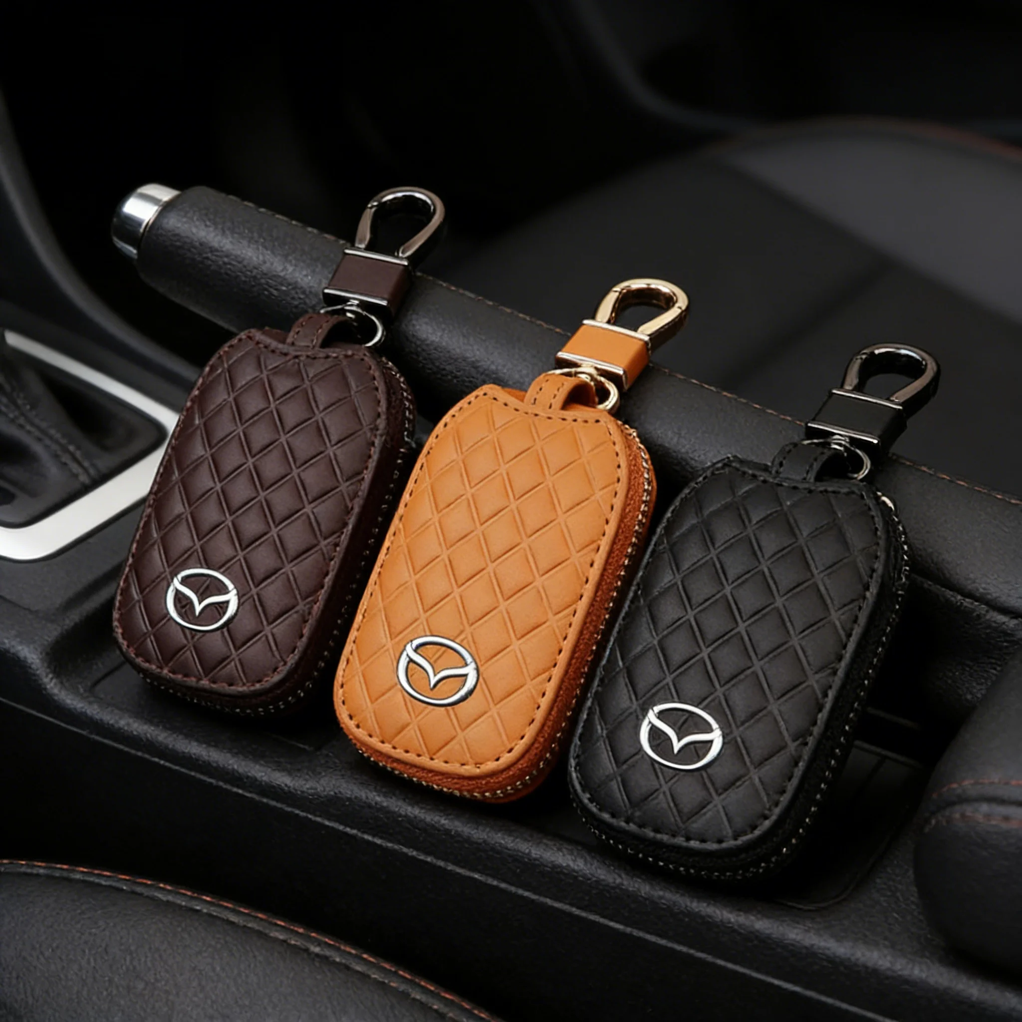 

Leather Car Keychain For Mazda CX-5 CX-30 Mazda 3 Key Ring Auto Key Holder Accessories