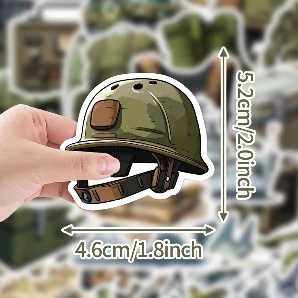 10/30/50pcs Military Equipment Series Stickers Waterproof DIY Helmet Motorcycle Phone Diary Cool Cartoon Graffiti Decals Packing