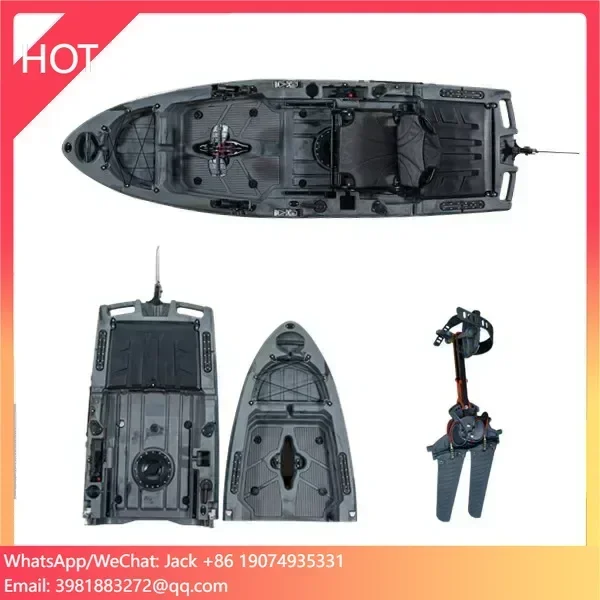 

LSF 2.75M Modular Fishing Kayak 1-Person New Design with Detachable Fin Pedal Foldable HDPE Plastic Hull for Adults Water Sports