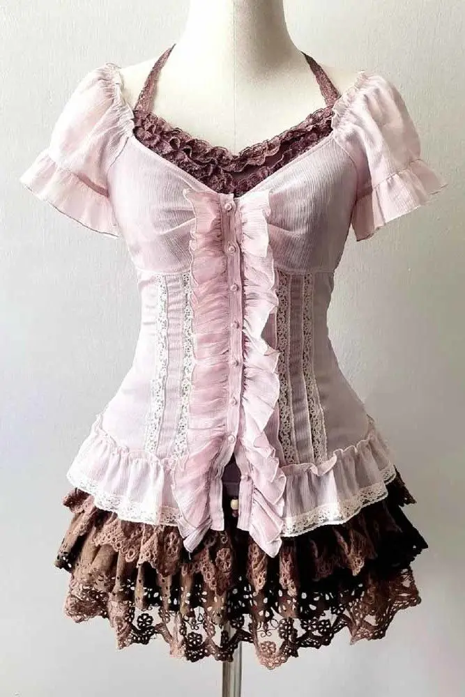 

​​2025 SS Sweetheart Tri Set Cardigan Camisole Scalloped Skirt Coordinates Summer Chic Layering Outfit​​