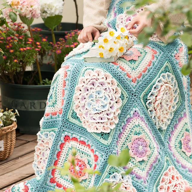 Susan s Family DIY Crochet Blanket Kit Hydrangea Flower Blanket Materials Package Crochet Kit Crochet Accessories Home Decor AliExpress