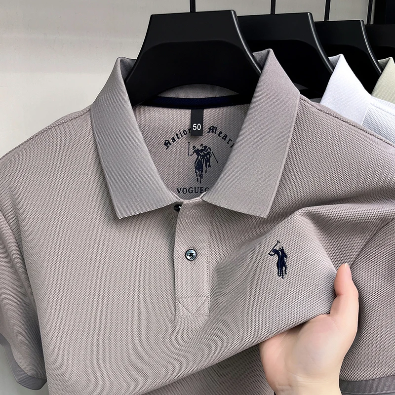 High-End 100% Baumwolle Kurzarm Polo Shirt Herren Sommer Luxus Marke Klassische Paul Pony Stickerei Freizeit Business Mode Golf T-Shirt – Detail 16