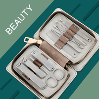 High Quality Manicure Set Stainless Steel Nail Clipper Proffesional Care Tools For Household With Leather Case 9 in 1