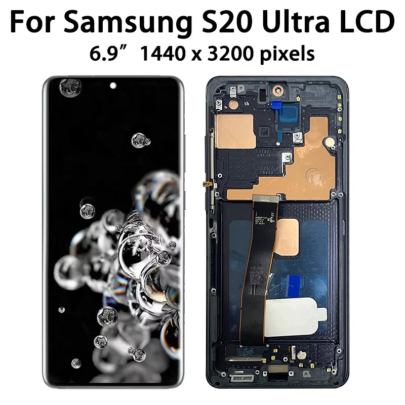 Small Size OLED For Samsung S20 Ultra 5G G988 G988U G988B/DS LCD Display Touch Screen Assembly S20Ultra Display With Frame