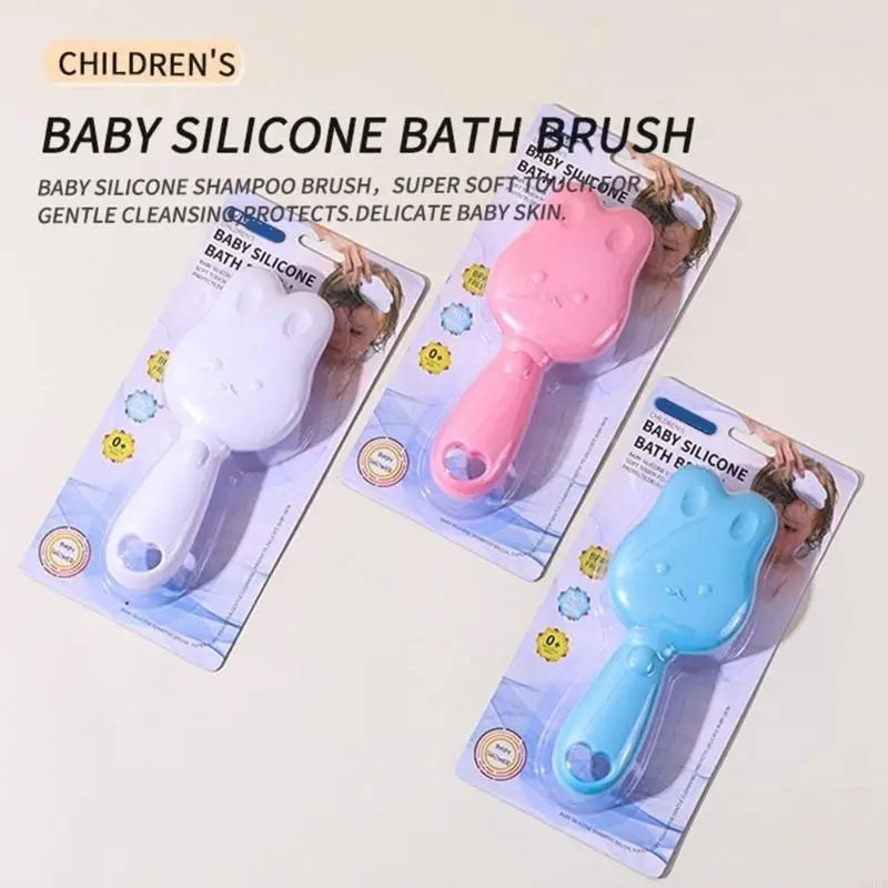 Silicone Hair Scrubber Soft Massage Bath Brush Cartoon Rabbit Pattern Baby Bath Brush Skin Friendly Head Scrubber