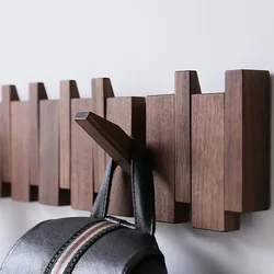 Wall Mounted Black Walnut Coat Rack Imitation Piano Button Design Entrance Door Hanger Coat Rack Minimalist Decor Ds Furniture