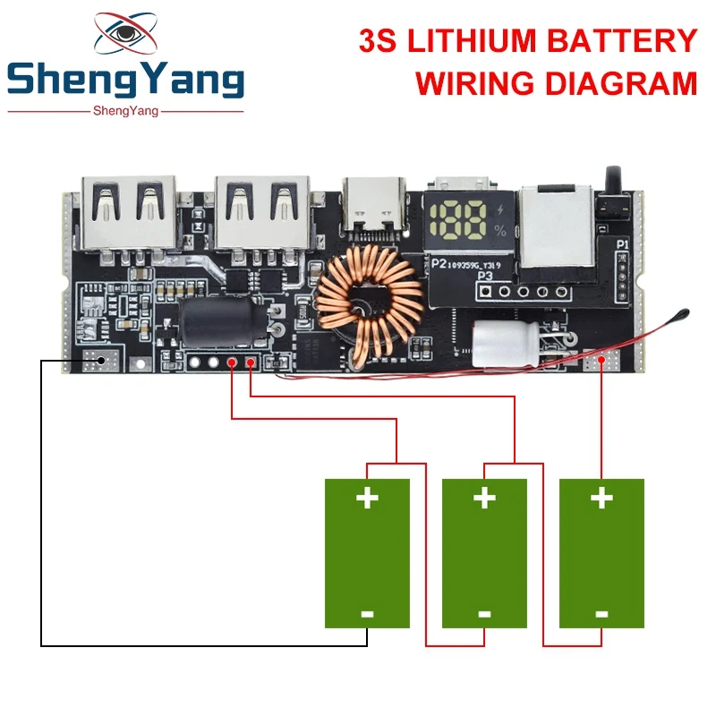 Imagem -04 - Led Duplo Usb pd Carga Rápida 5a 100w Micro Tipo-c Usb Banco de Potência Móvel 18650 Módulo de Carregamento Proteção de Temperatura Qc4.0 Qc3.0