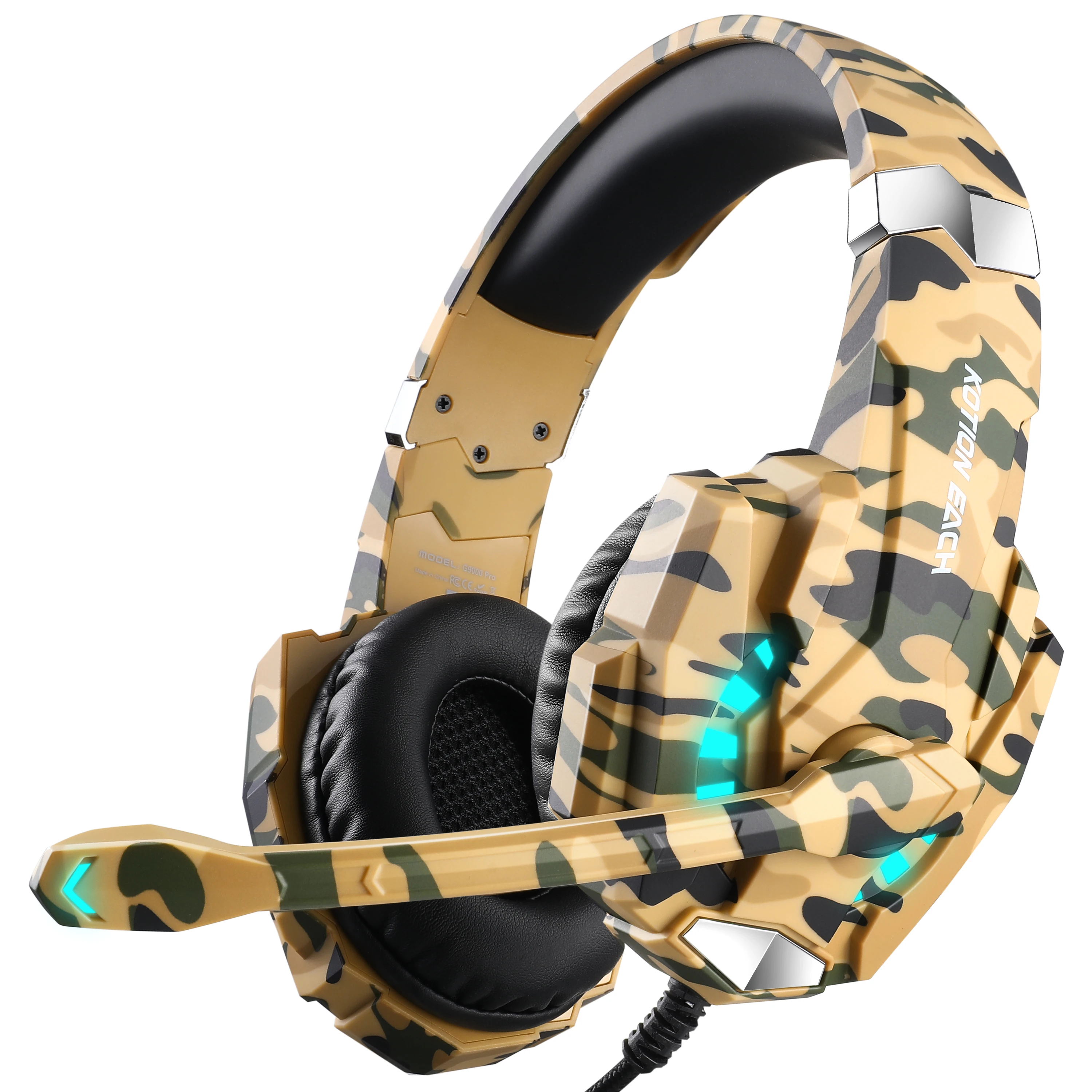 G9000 Pro Накладные игровые наушники, проводные со светодиодной подсветкой, микрофоном с шумоподавлением для Ps5, Ps4, ПК, Xbox One Switch