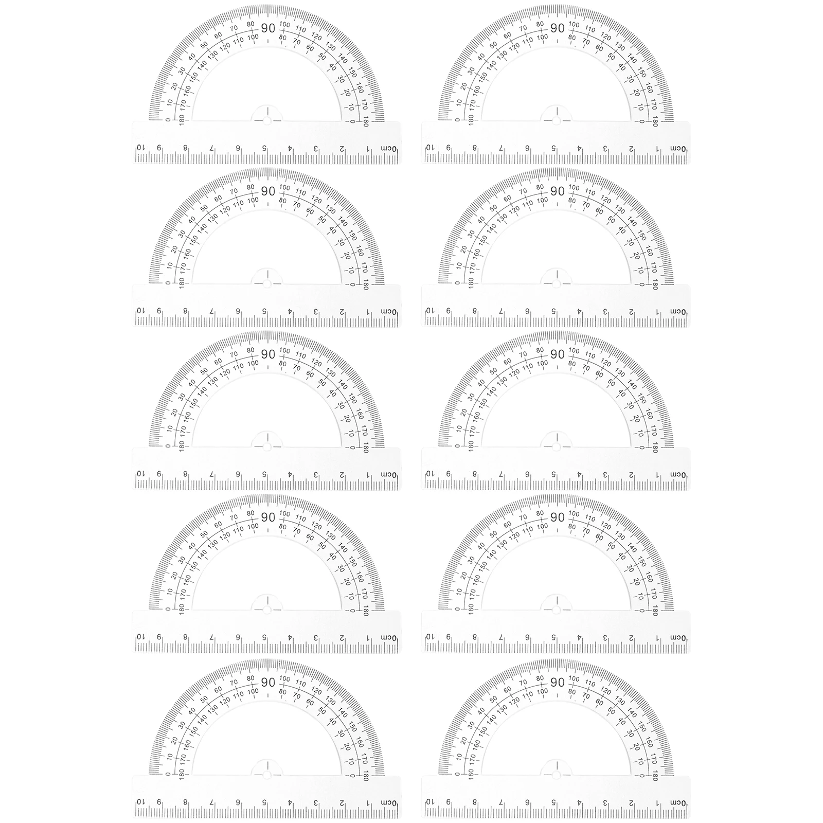 

10 Pcs Protractors Half Circle Plastic Drawing Tools for Students Math Angle Tool Stationery Measuring Aids