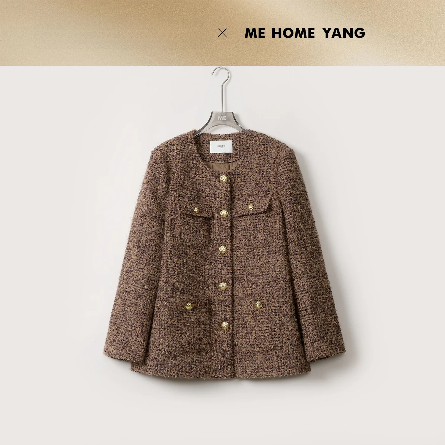 

Warmth down Jaet ME【Liu Jin Cha Zong】95 White Goose down Mixed Gold Tead Floral Woolen Fabric Long Sve round Ne Coat