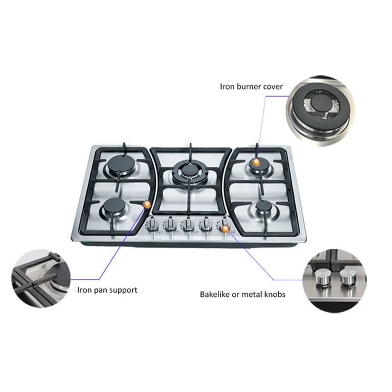 사바프 5구 스테인리스 가스레인지 (LPG/천연가스 버너)