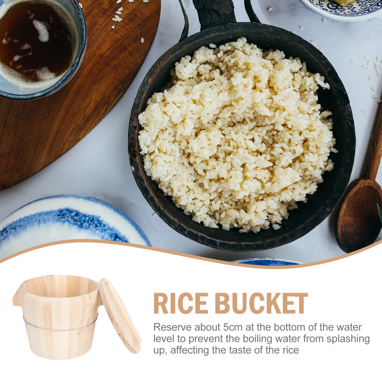 

1 set 1 Set Wooden Steamed Rice Bucket Household Steaming Container Detachable Bottom Premium Natural Wood Storage Container For