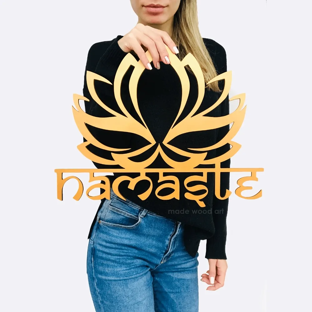 CIFBUY Metal Wall Art Lotus Namaste Mandala Yoga Meditation Zen Spiritual Iron Sign Indoor Outdoor Home Decor Ornament Gift