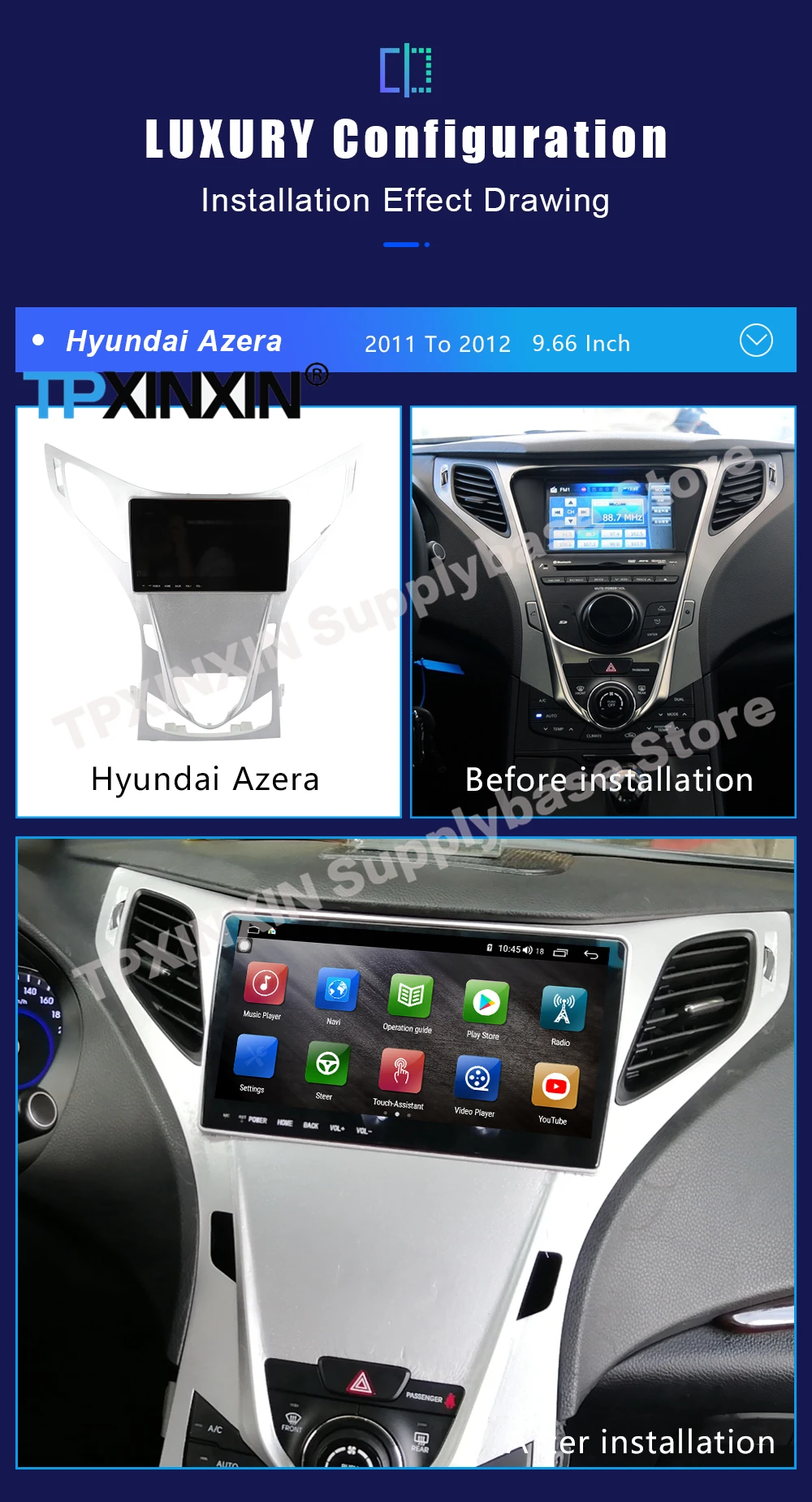 Autostereo Automotive Multimedia Android For Hyundai Azera 2011 2012 GPS Navigation Carpaly Car Radio Coche Stereo IPS Head Unit