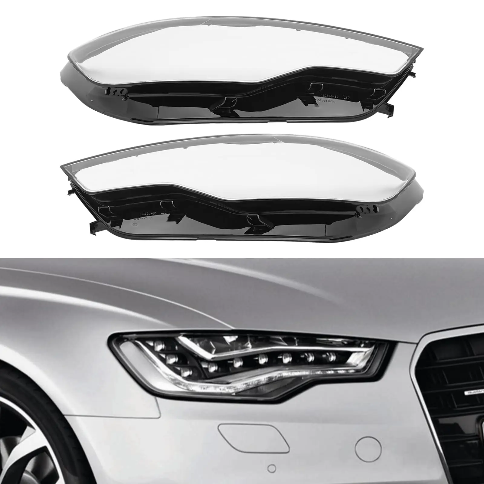

Headlight Lens Cover PC Shell Replacement for Audi A6 C7 2011 2012 2013 2014 2015,1 Pair Left and Right Side Car Headlight Headl