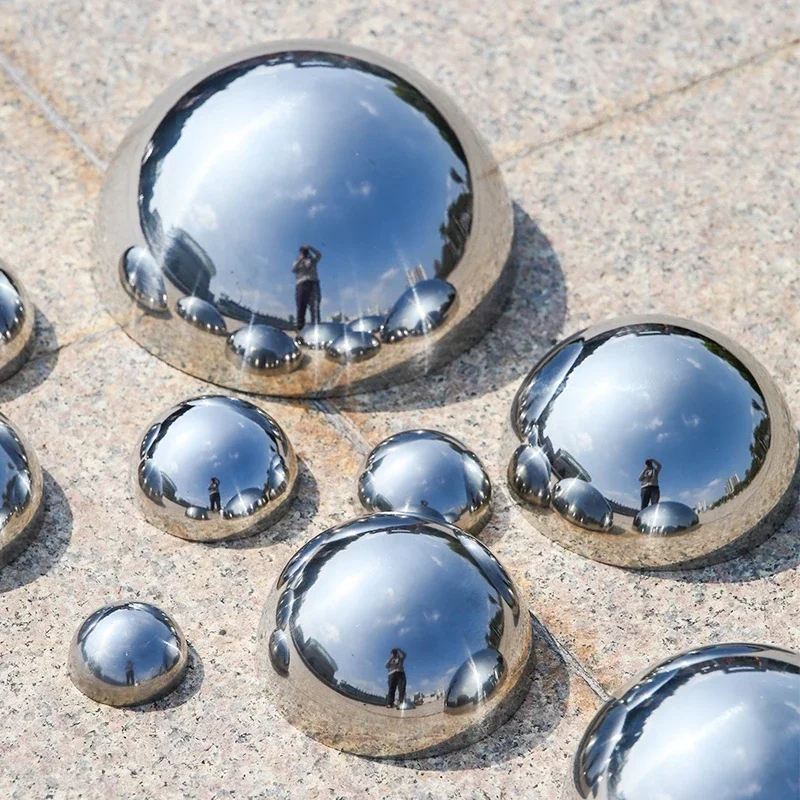 Gazing Ball Garden Mirror Globe Balls Sphere Steel Reflective Stainless Outdoor Metal Round Half Hemisphere Yard Spheres Gold