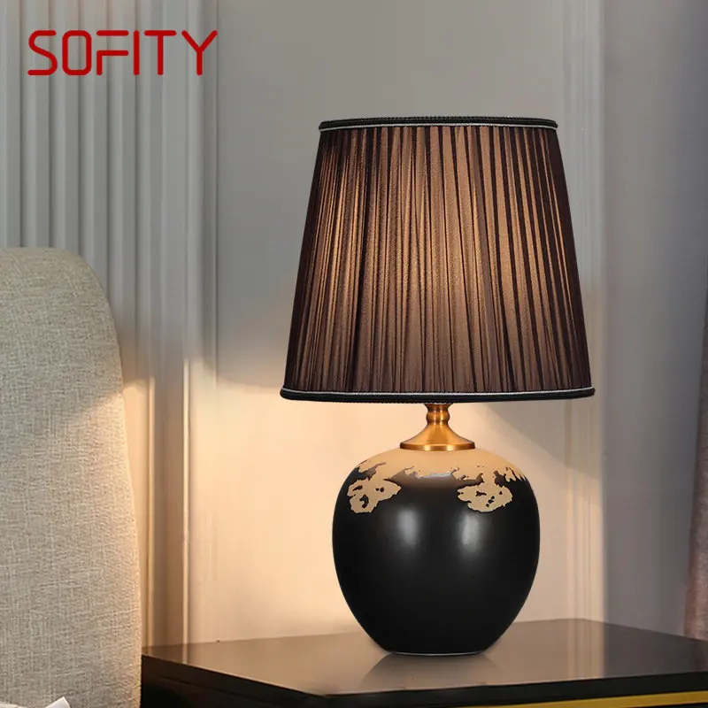 

SOFITY Ceramics Table Lamps LED Modern Creative Black Dimming Desk Light For Home Living Bedroom Bedside Decor