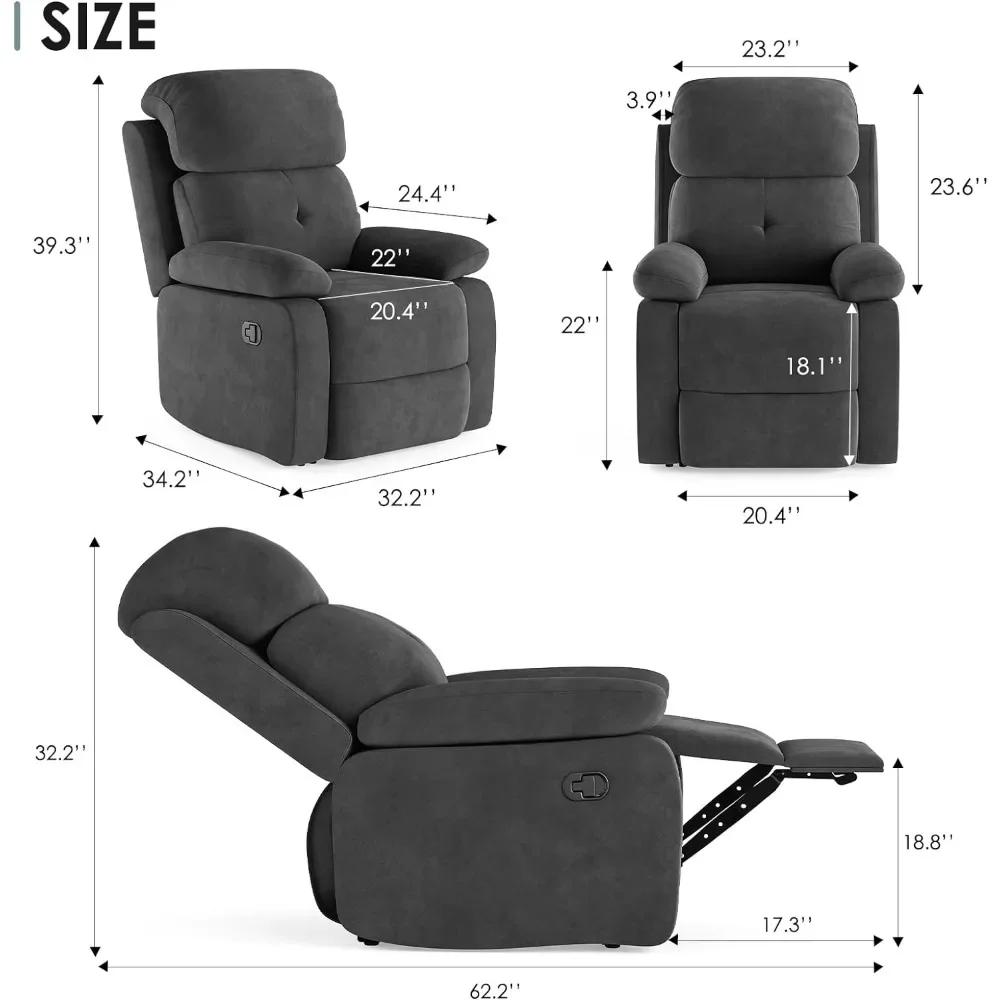 Petit canapé inclinable pour adultes, chaise de salon, chaise longue de loisirs, fauteuils relaxants, meubles de salon à bascule