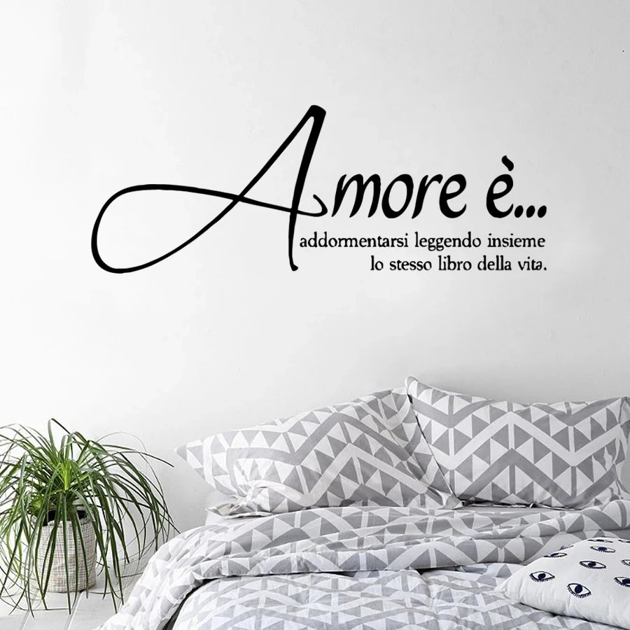 Italian Version Vinyl Wall Sticker Love Is Falling Asleep Reading The Same Book Of Life Together Decals Home Decor