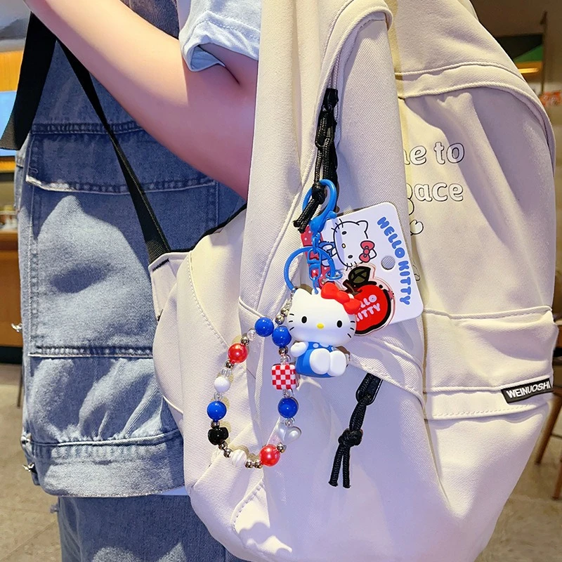 【In Stock】Kawaii Sanrio Hello Kitty Doll Keychain Cartoon Cute PVC Car Key Anti-Lost Pendant Backpack Pendant Birthday Gift view 4