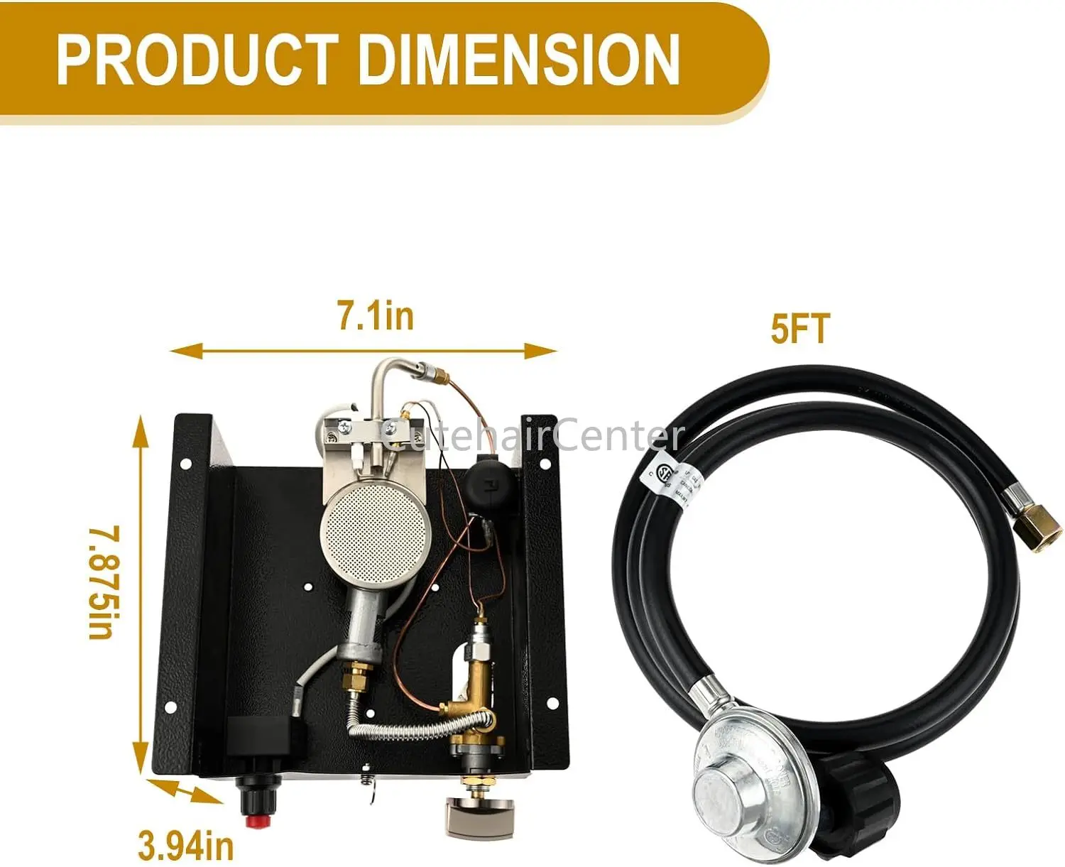 4 Bolts Propane Burner with Regulator Valve Assembly Kit 5 Feet Low Pressure Hose QCC Female Connector 3/8\