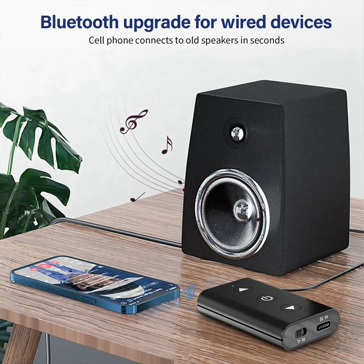 A46U GTMEDIA A2 Audio Adapter Bluetooth 5.1 Receiver and Transmitter Plug and Play with 3.5mm Audio Cable RCA