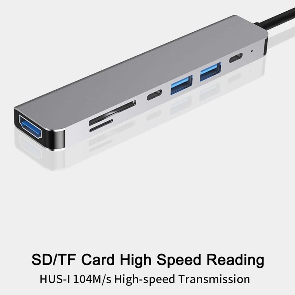 

Изысканная док-станция USB, концентратор 7-в-1, PD100W, SD/TF, совместимый с 4 многопортовыми USB-адаптерами, для ноутбуков, телефонов D