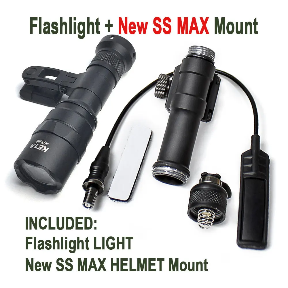 SOTAC Tactical M300B M300C M300V M600C M600V IR Weapons Light with New SS MAX Helmet Light Mount Fit Fast Helmet Side Rail
