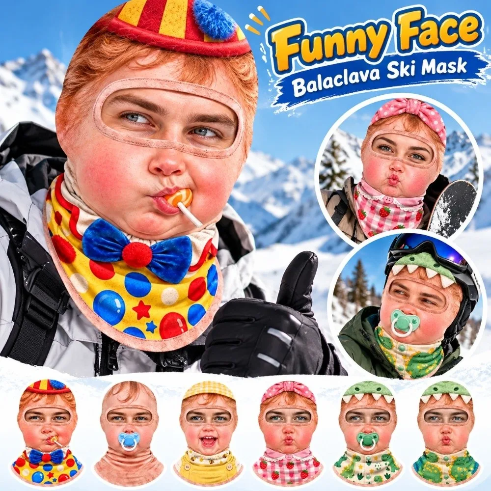 3D Face Printed Old Man Balaclava Face Mask face Print Pattern Breathable Eye Hole Winter Mask Cover Elastic Full Coverage