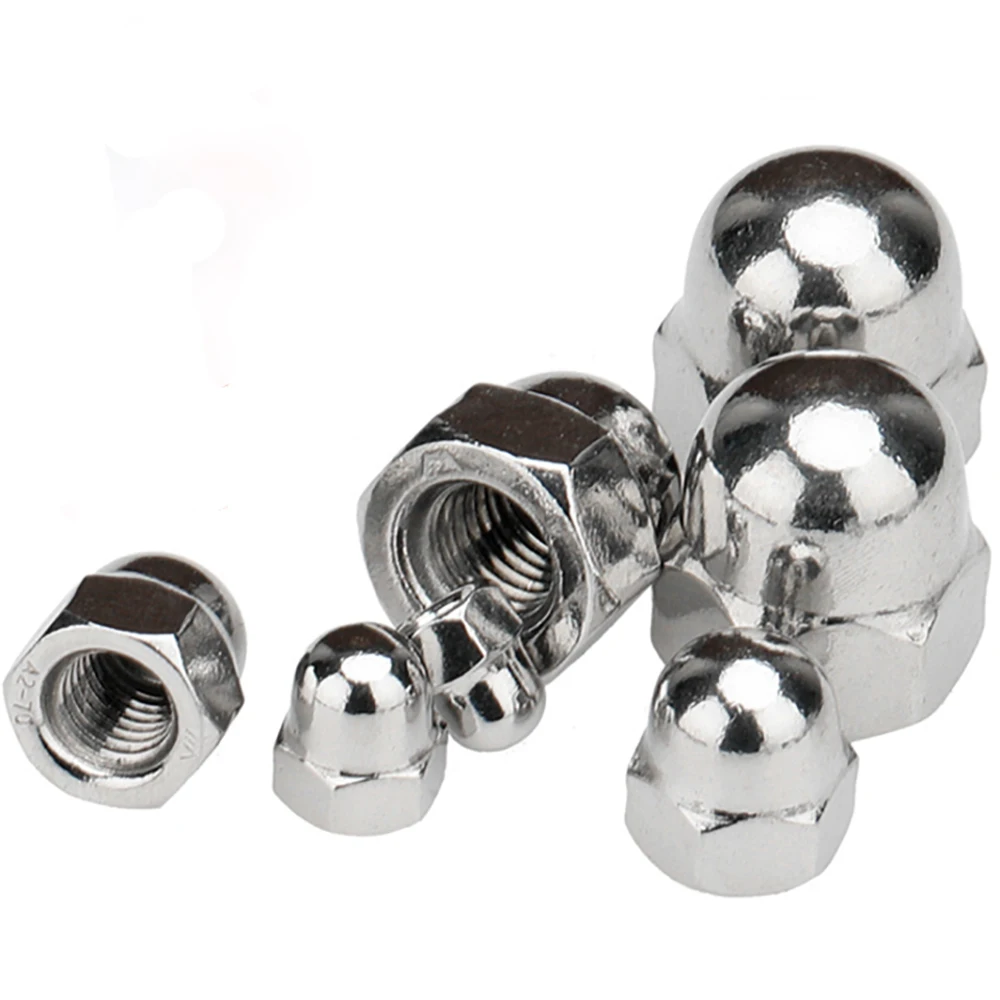 1/2/5/10/20/50Pcs Acorn Cap Hex Nut M4 M5 M6 M8 M10 M12 201 Stainless Steel Dome Cap Blind Nuts Hexagon Cap Nut