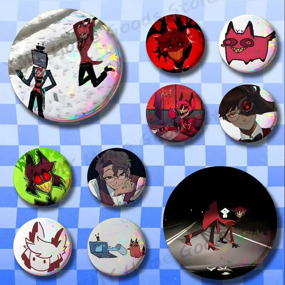 Anime A-Alastor Cartoon Round Pins Cartoon Brooches Stylish Ornament Badge for Backpack Accessorys Gifts