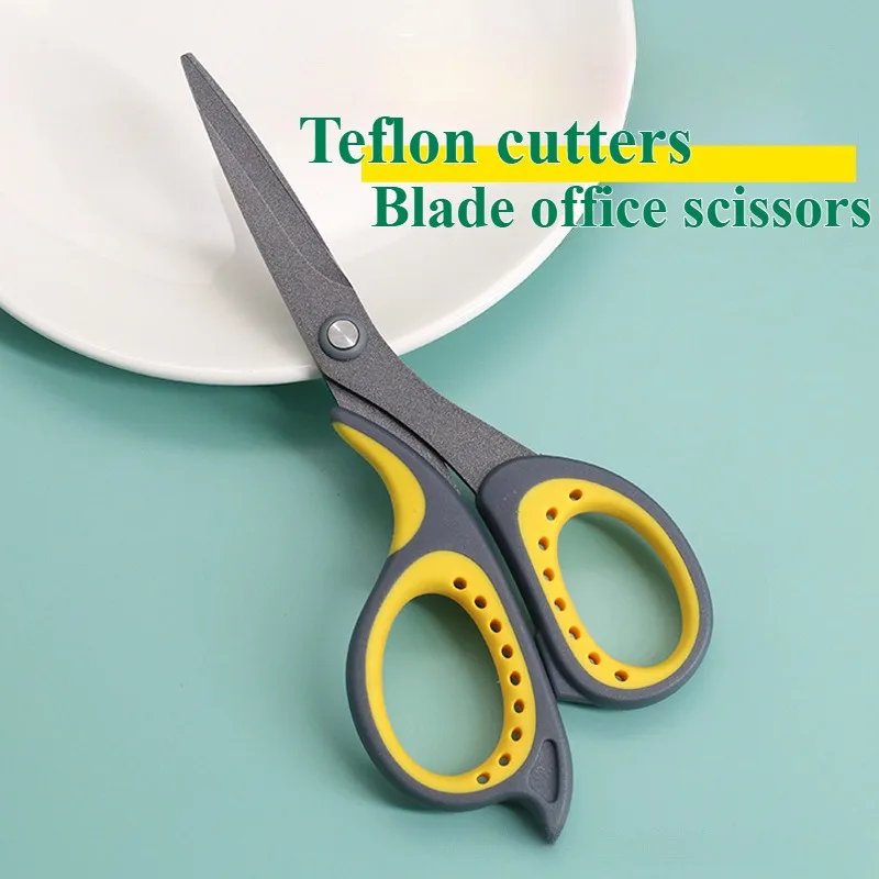 1 Pair Stainless Steel Scissors with Teflon Coating Anti-Stick Handle Rust-Resistant for Crafts And Box Opening
