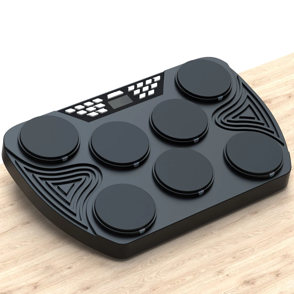 IRIN Electronic Drum Set 7 Speed Desktop Drum Built-in 2 Stereo Speakers Rechargeable Practice Drum Pads with Drumsticks Pedal