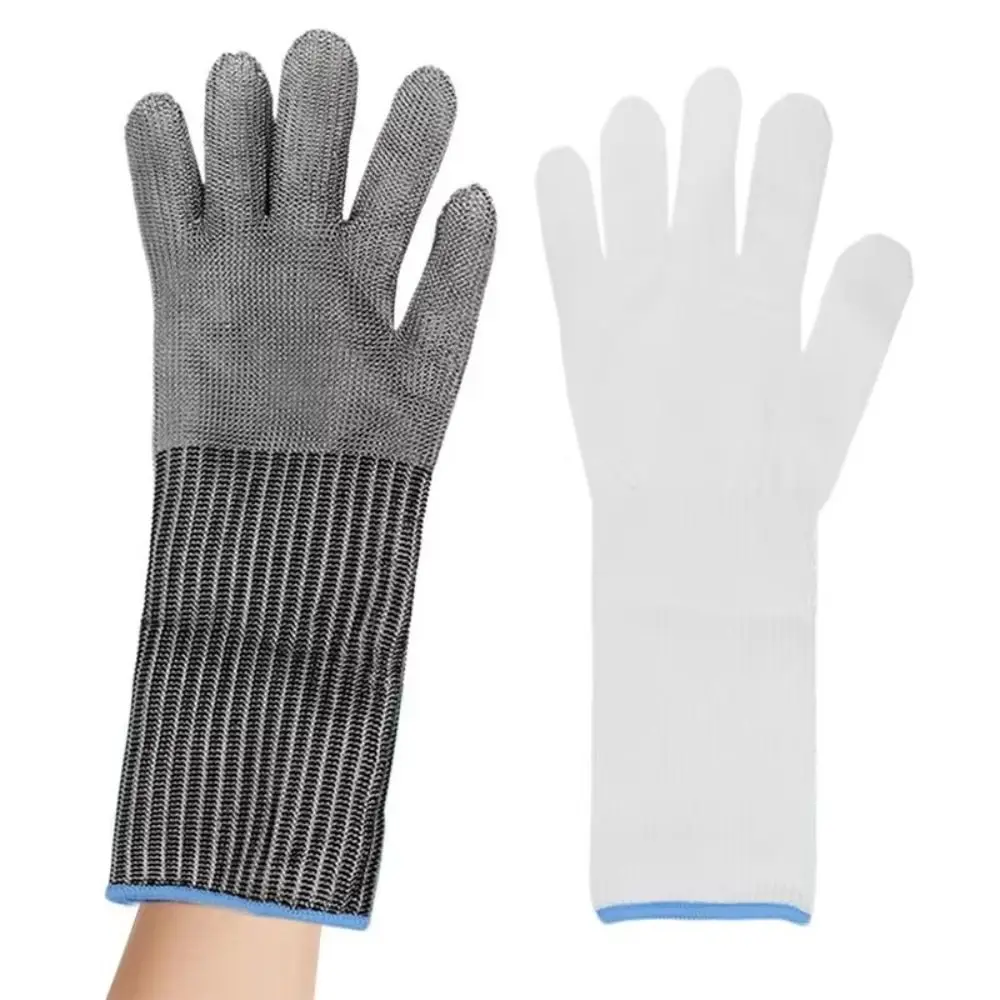 Safety Anti-cut Gloves Comfortable Durable Extended Gloves with Arm Protection Stainless Steel Wire Cutting Accessories